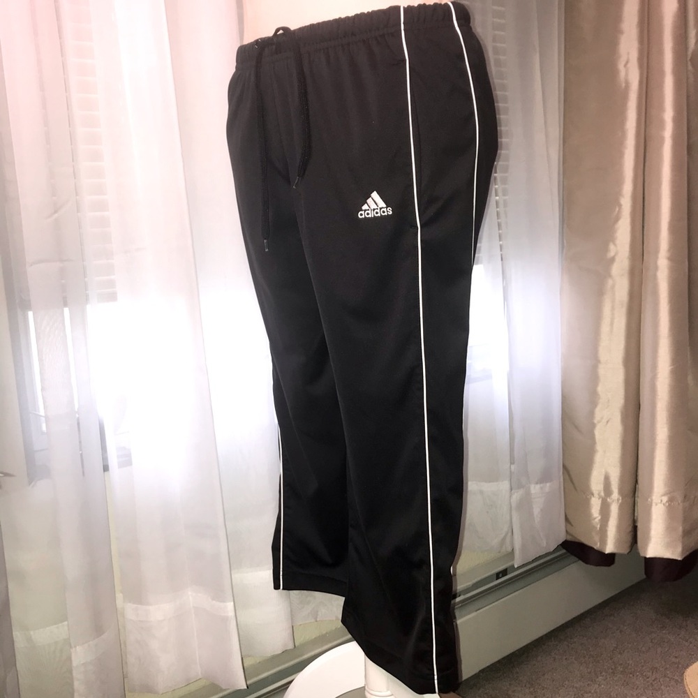 adidas cropped Black Track Pants with White Piping